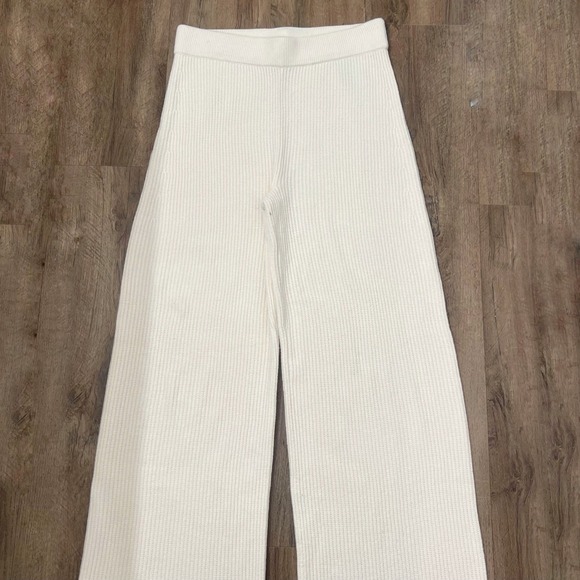 Gap Cashsoft Shaker Stitch Sweater Knit‎ Pants Beige Wide Leg Pull On S - Picture 5 of 10